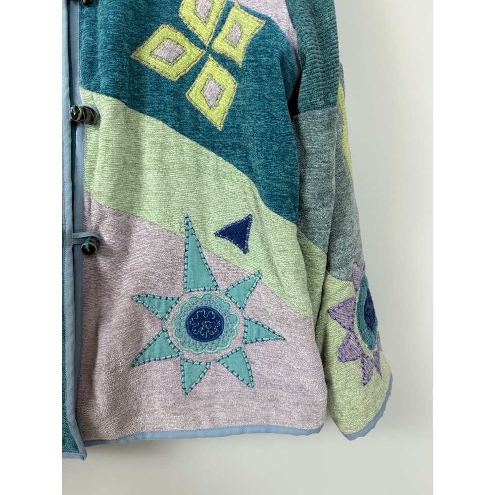 Alex Kim Embroidered Appliquéd‎ Beaded Jacket Womens Missy Large Art-to-Wear - Picture 4 of 14